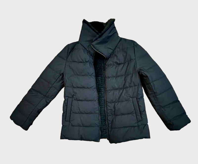 Reversible Mink Layers Down Jacket in Navy