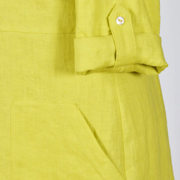 Linen Shirt Dress Citron XXlarge Linen Shirt Dress Citron XXlarge