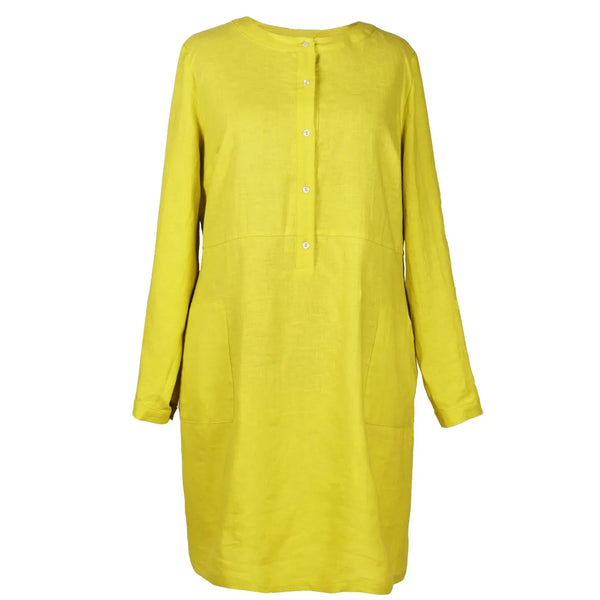 Linen Shirt Dress Citron XXlarge