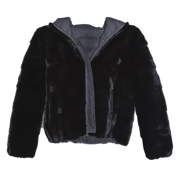 glamourpussnyc Reversible Mink Bomber Navy Velvet