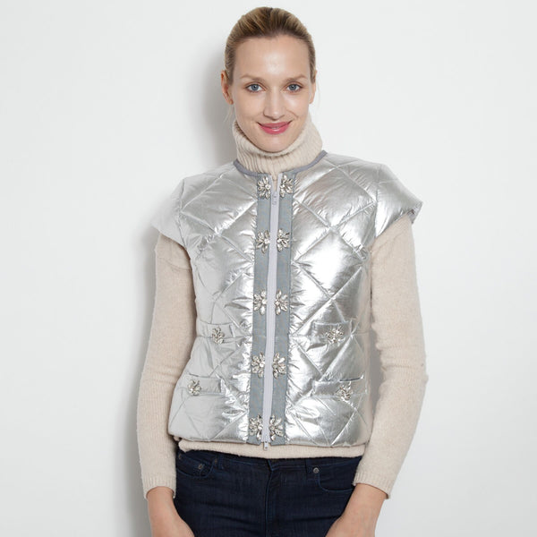Silver Metallic Cutaway Vest 