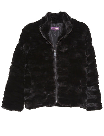 Metallic Black Mink Zip Jacket