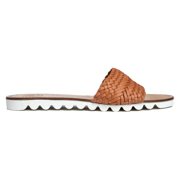 Natural Woven Leather Slide