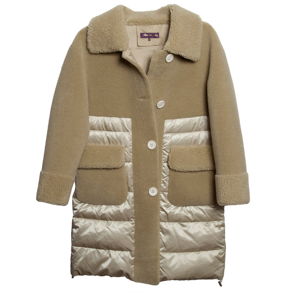 Faux Shearling and Down Car Coat