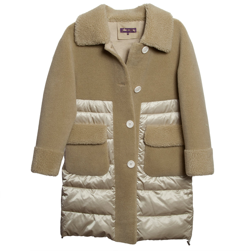 Faux Shearling and Down Car Coat