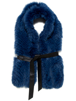 Oversize Fox Collar Cobalt