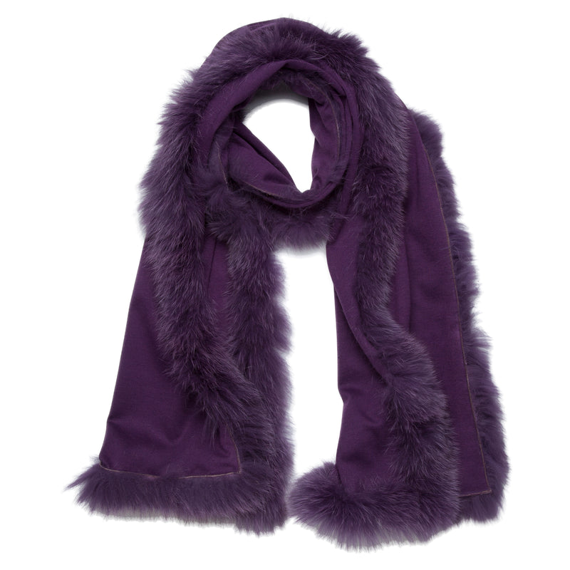 Jersey Scarf with Silver Fox Trim in 6 Colorways