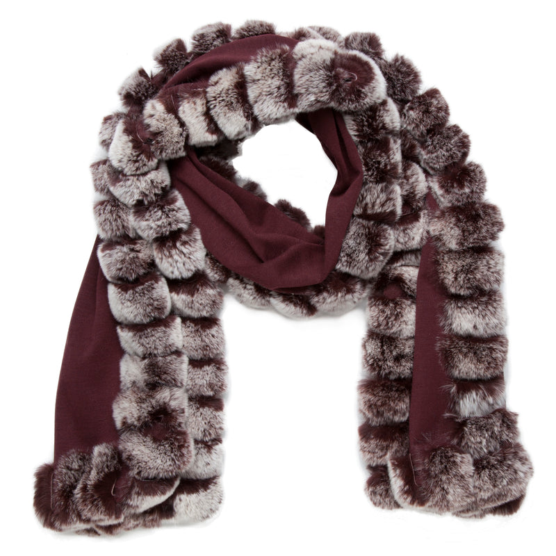 Oblong Scarf in Wool Jersey Burgundy Snow Top