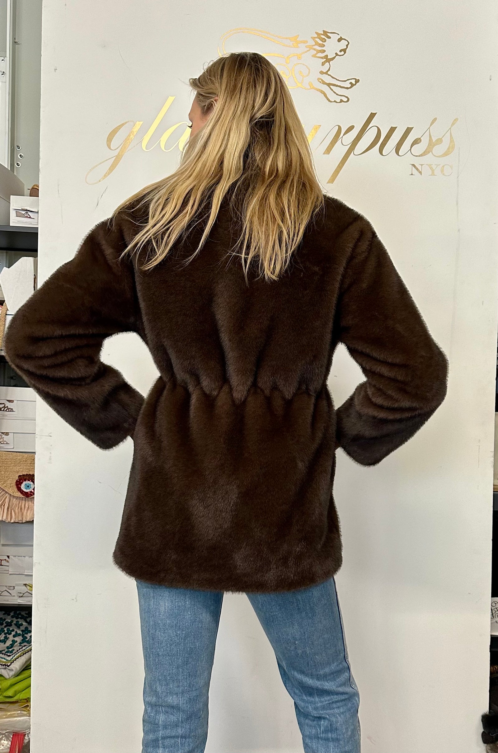 Chocolate Brown Faux Mink Car Coat – glamourpussnyc
