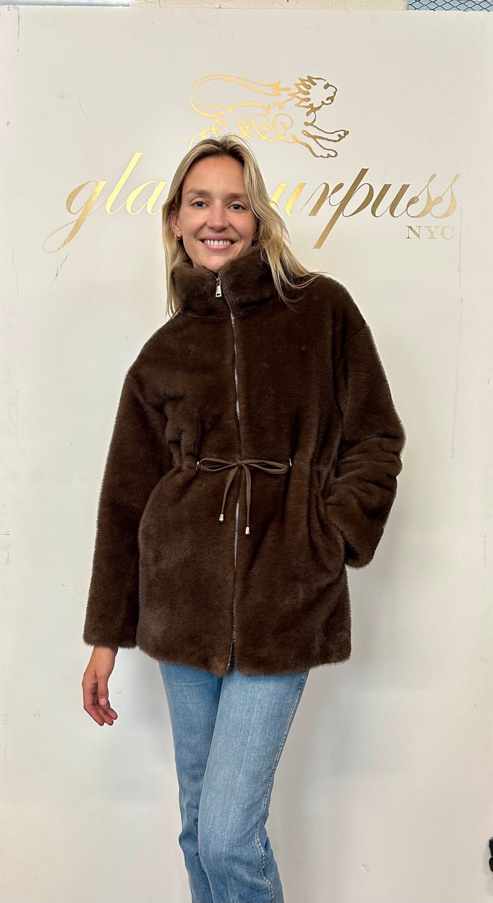 Chocolate Brown Faux Mink Car Coat – glamourpussnyc
