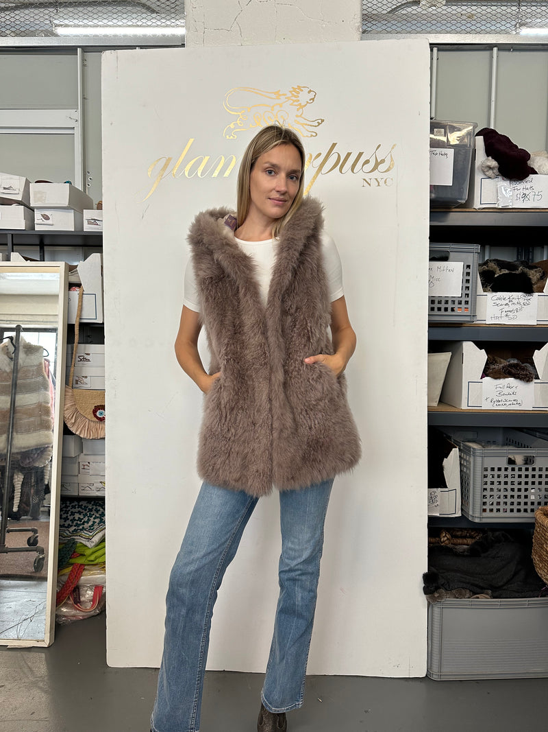 Cashmere Lamb Hooded Vest