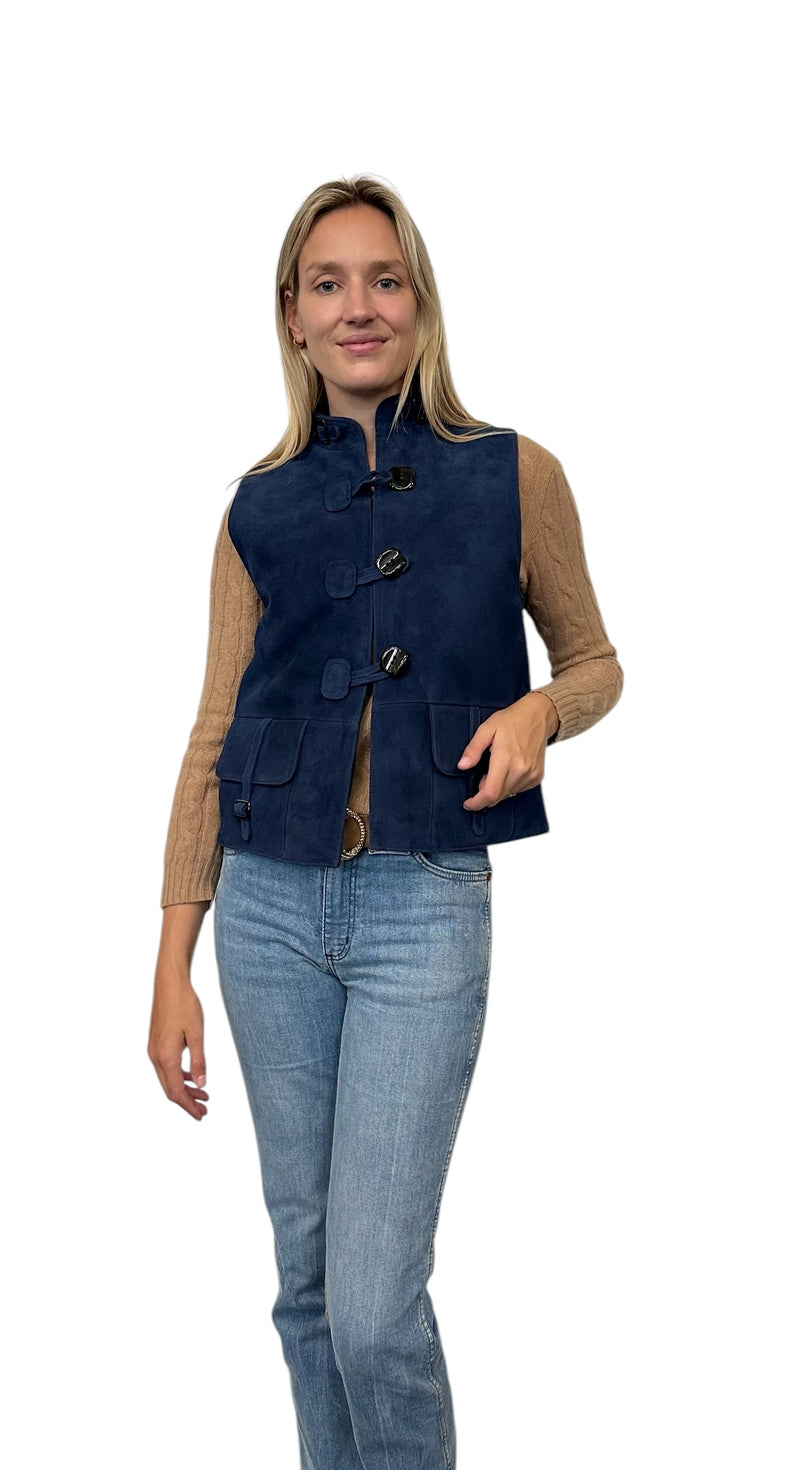 Toggle Suede Vest Navy