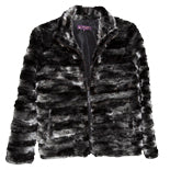 Silver Metallic Mink Zip Jacket