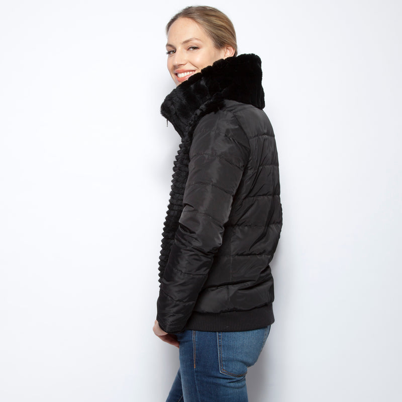 Funnel Neck Down Jacket Jet Black