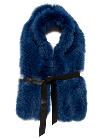 Oversize Fox Collar Cobalt