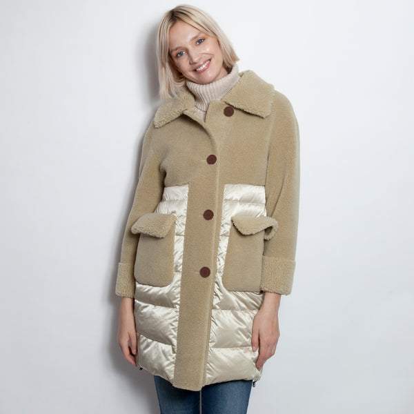Faux Shearling and Down Car Coat