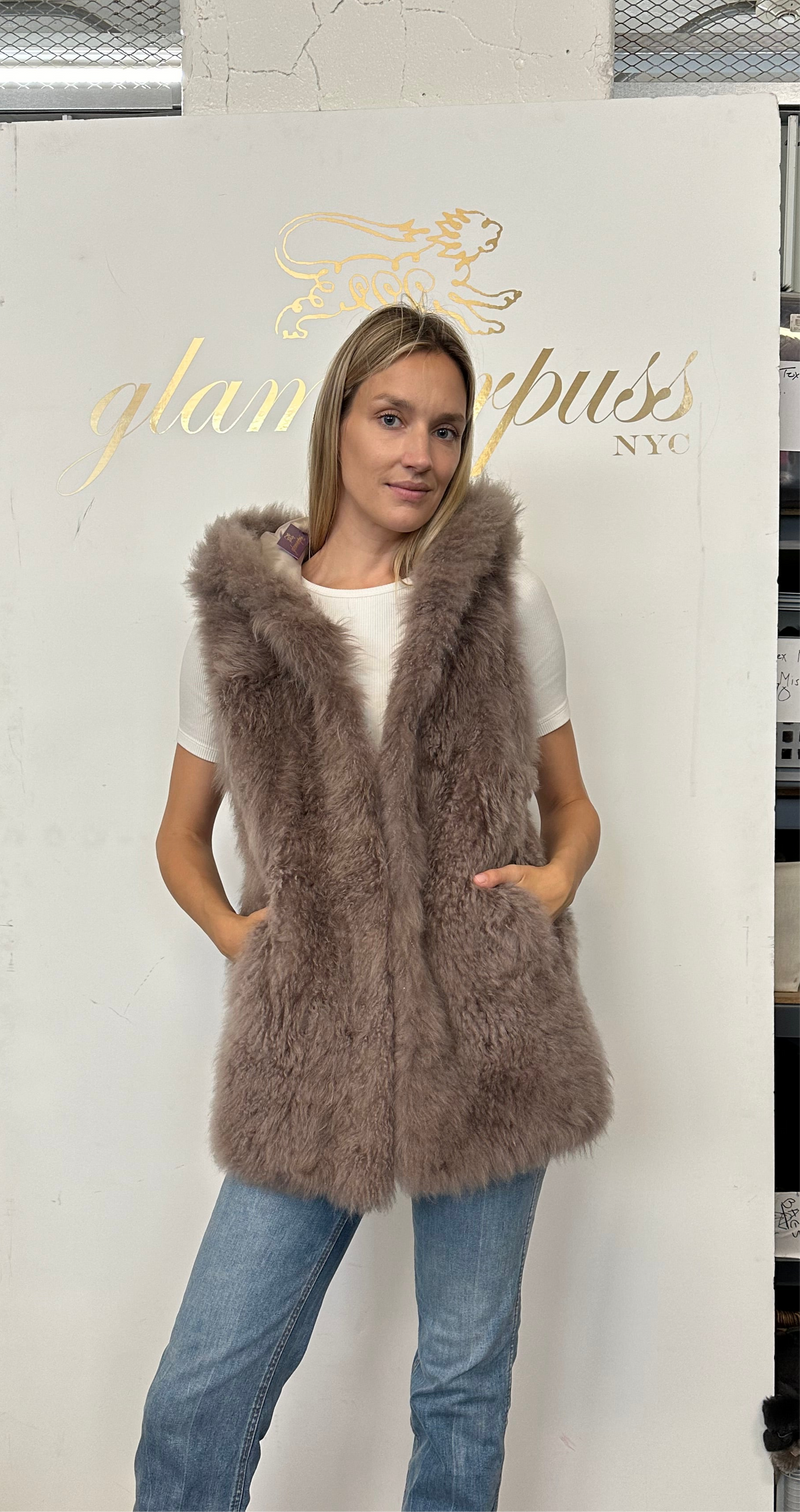 Cashmere Lamb Hooded Vest