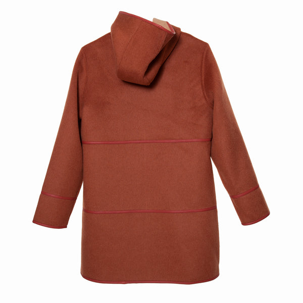 Double Faced Wool/Alpaca Hooded Coat Burnt Orange