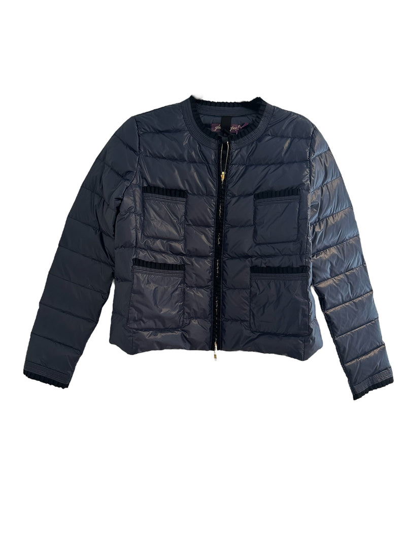 Frilly Down Jacket Navy