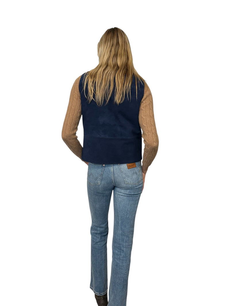 Toggle Suede Vest Navy