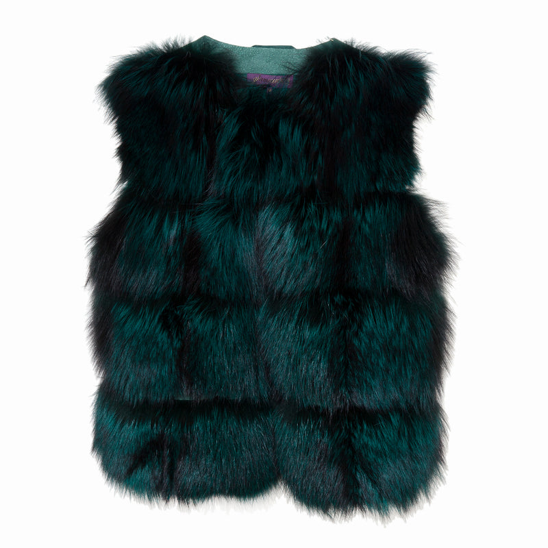 Cropped Foxy Vest Emerald Green