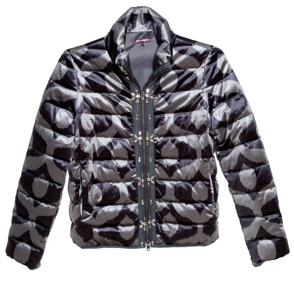Ice Crystals Puffer in Pewter Ikat