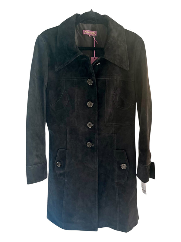 Fit and Flair Suede Coat in Tobacco or Black