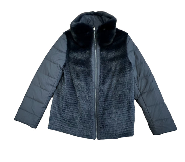 Reversible Mink Layers Down Jacket in Navy