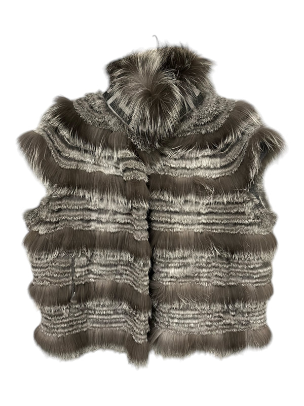 Claire Vest in Silver Fox with Greek Key