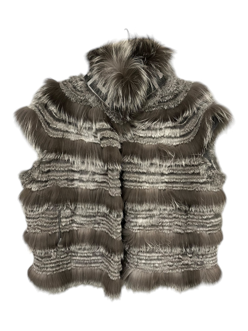 Claire Vest in Silver Fox with Greek Key