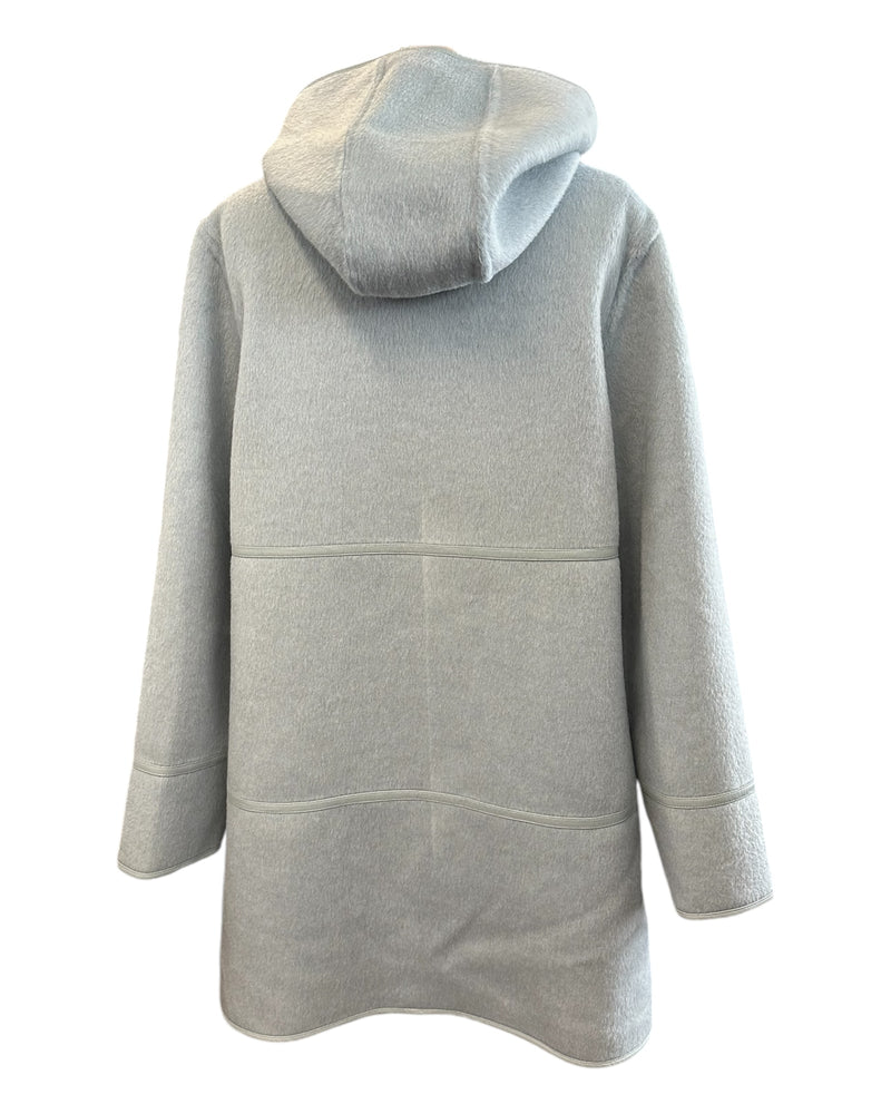 Double Faced Wool/Alpaca Hooded Coat Light Blue