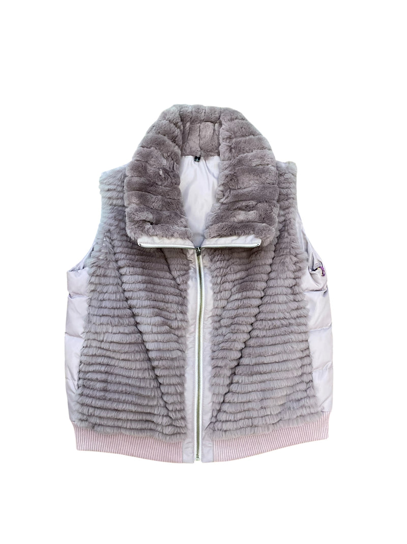 Funnel Neck Down Vest Pale Lavender