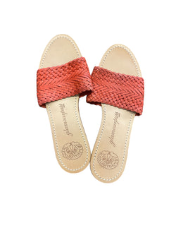 Coral Woven Leather Slide