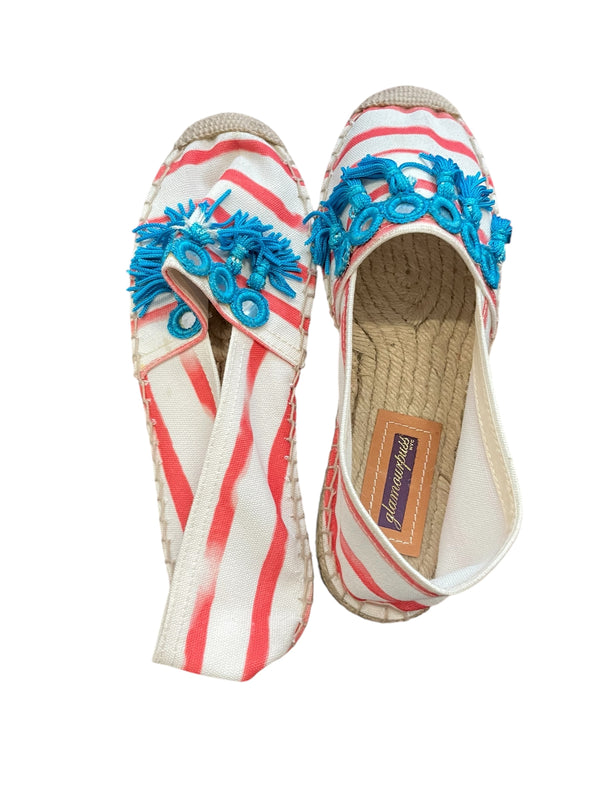 Biarritz Flat Espadrille Gauguin Stripe Coral