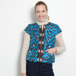 Chocolate and Turquoise Zebra Print Vest