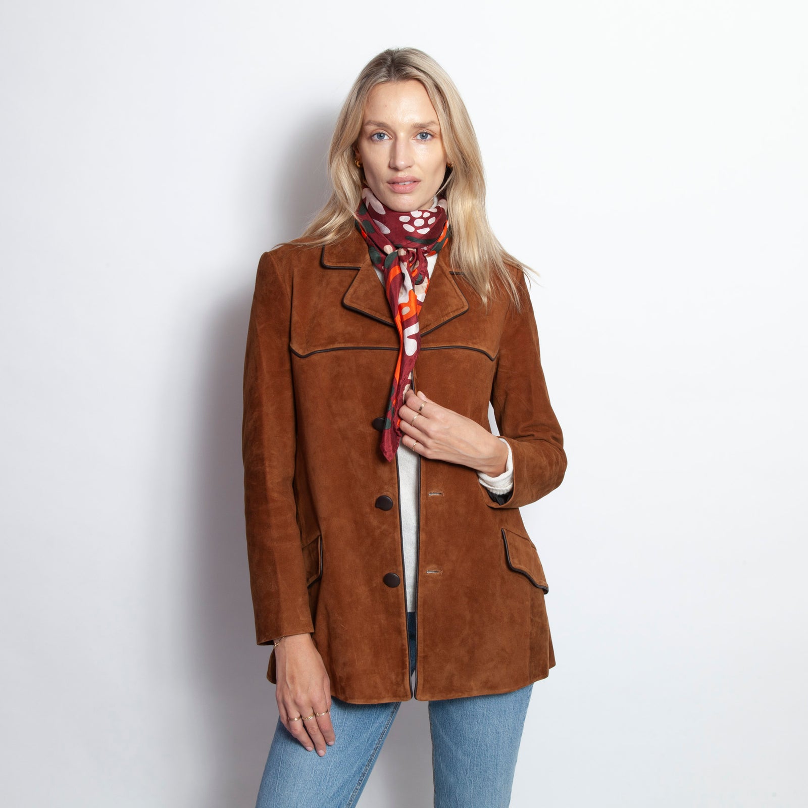 Suede Blazer Navy – glamourpussnyc