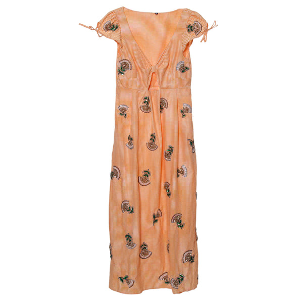 Tangerine Gingham Midi Dress