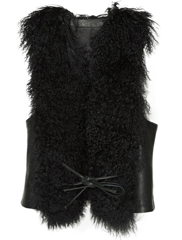 Mongolian Lamb Vest Black