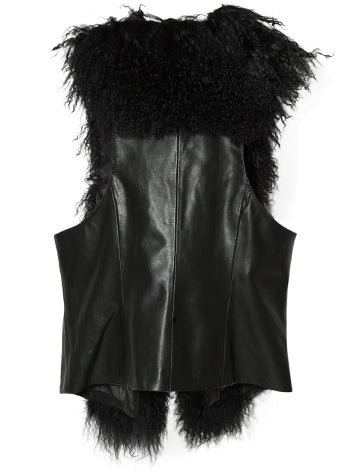 Mongolian Lamb Vest Black