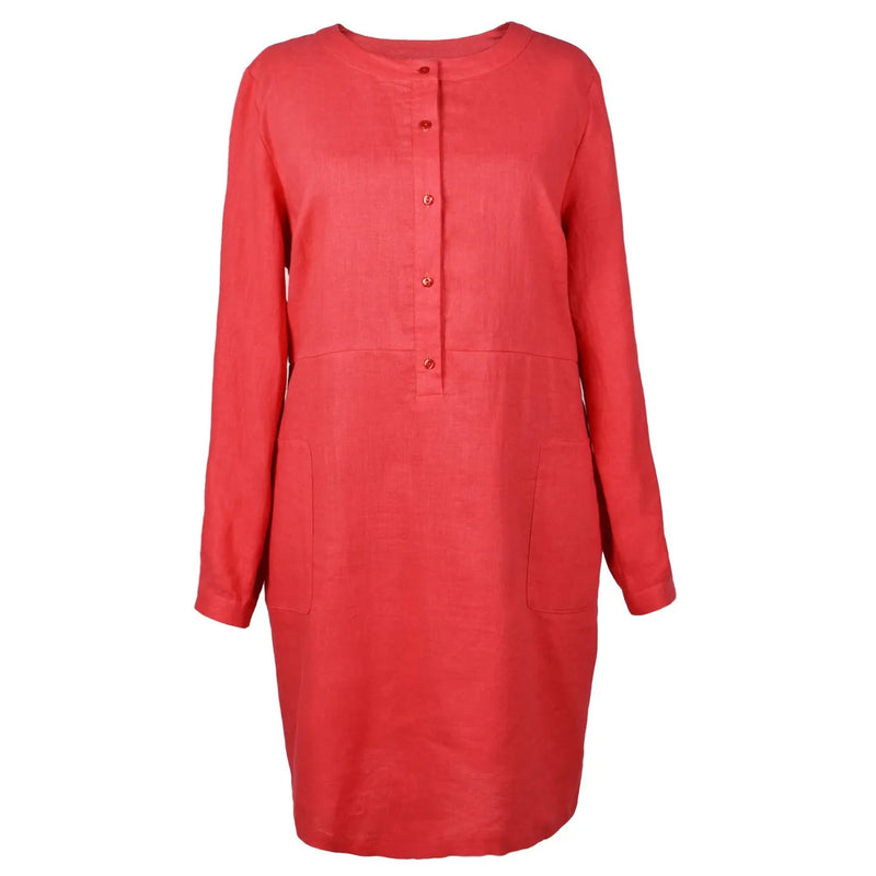 Linen Shirt Dress Coral