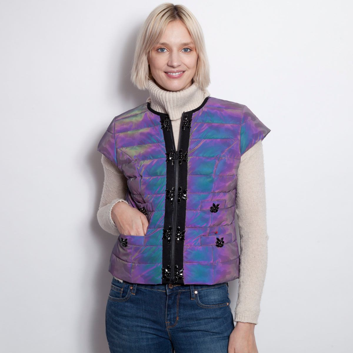 Glam Vest in Nylon – glamourpussnyc Glam Vest in Nylon – glamourpussnyc