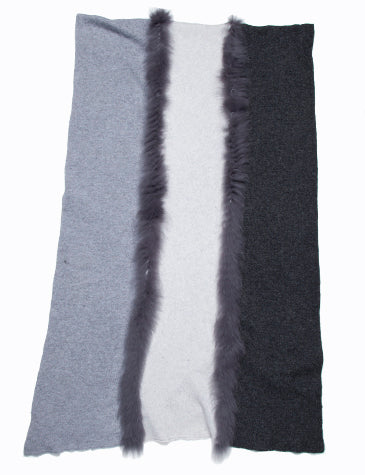 Light Gray/Dark Gray Oblong Scarf with Fox Detail