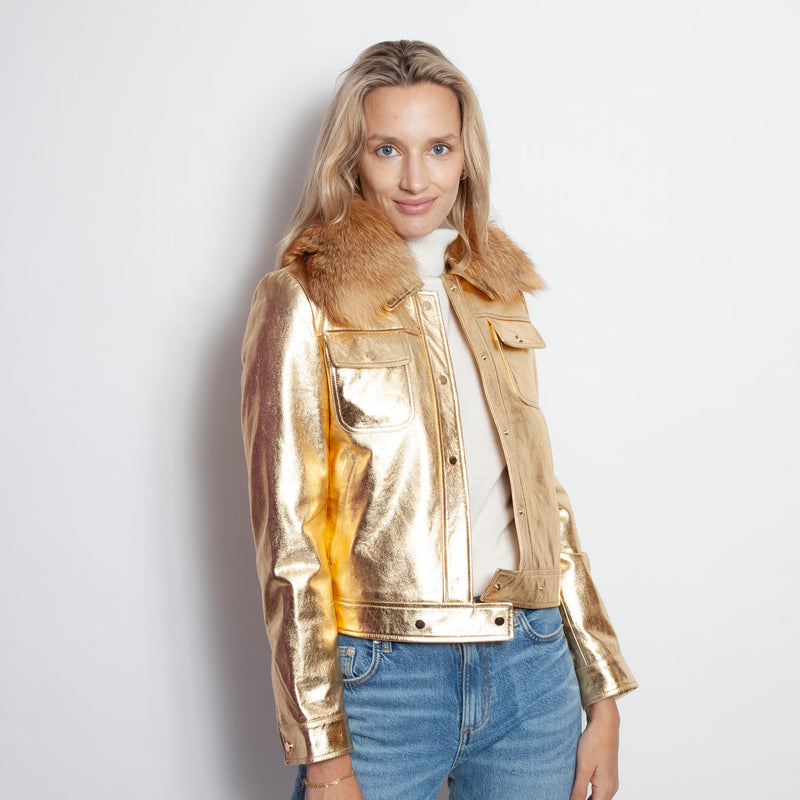 Metallic Nappa Gold Jean Jacket