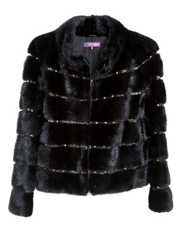 Mink Jacket with Gold Pyramid Studs
