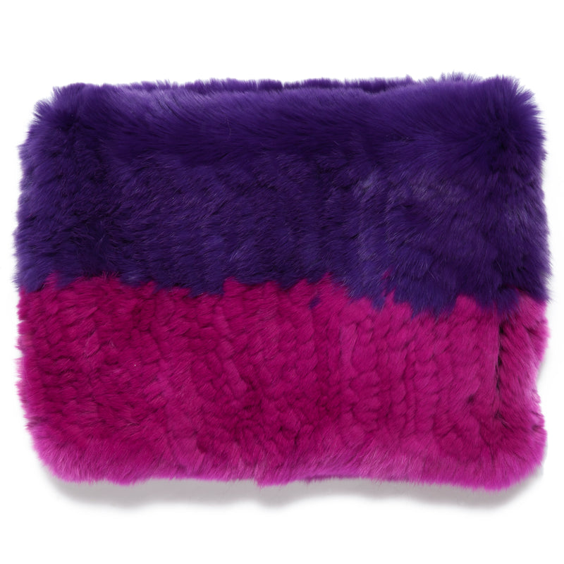 Royal Purple Fuschia Color Block Fur Funnel