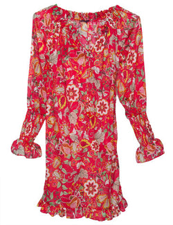 Sardina Smock Sleeve Dress Coral Floral