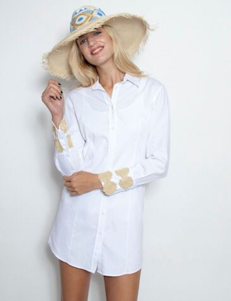 Beachcomber Dress Embroidered White Pique