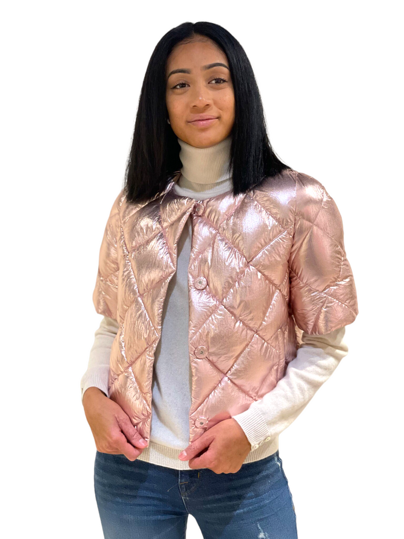 Rose gold puffer jacket women's sales