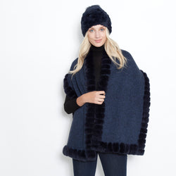 Wool Jersey Oblong Scarf Navy