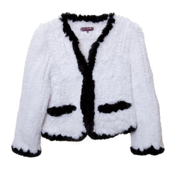 Knitted Faux Cardigan White/Black
